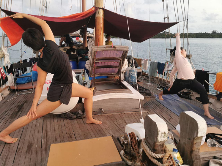 Daily morning yoga session led by Fiona